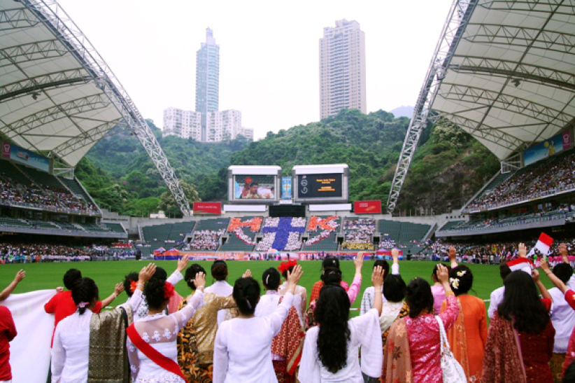 香港大球场全球祷告日　二万信徒合一祷告（图辑）
