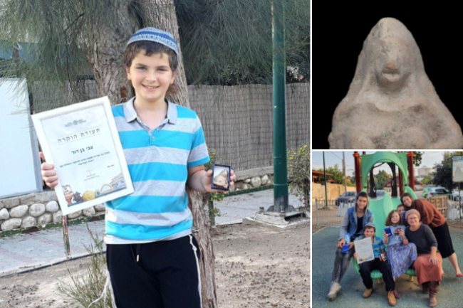 以色列11歲男童撿千年女性護身符雕像