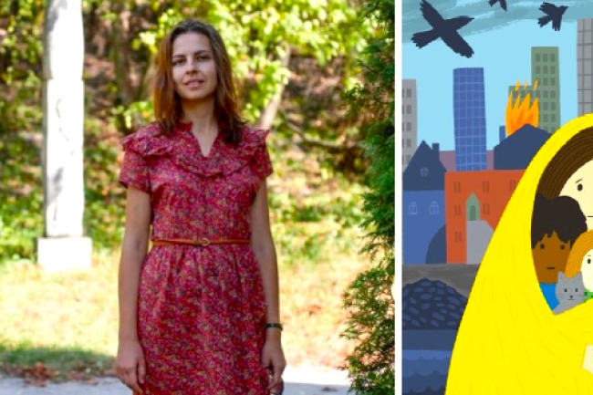 烏克蘭女畫家攜子逃亡 設計emoji促關注人道危機