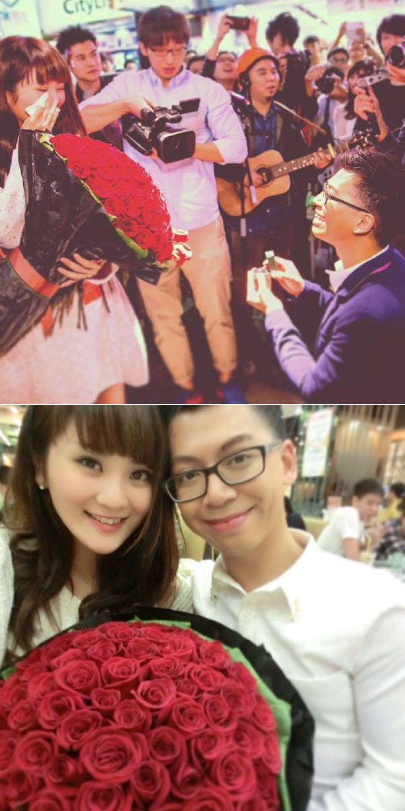 男友旺角街头求婚 裕美最美婚纱照幸福满溢