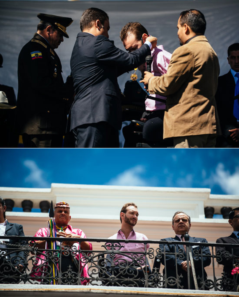 無肢勇士力克胡哲獲厄瓜多總統接見