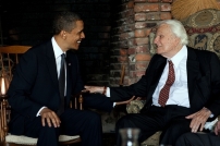 奧巴馬首次訪問「總統牧師」葛培理並一同禱告