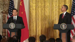 胡錦濤與奧巴馬於聯合記者會談及人權問題