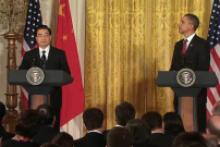 胡錦濤與奧巴馬於聯合記者會談及人權問題